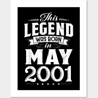 Born In May 2001 Retro Vintage 19th Bday Gift Posters and Art